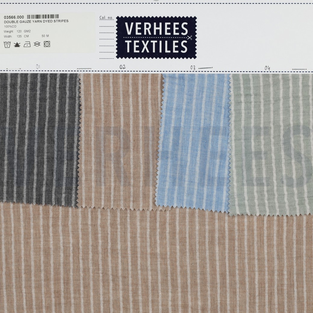 DOUBLE GAUZE YARN DYED STRIPES GREY #7