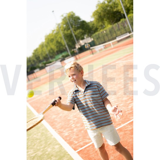 BAUMWOLLE FROTTEE GARNGEFÄRBT STREIFEN BLAU/BRAUN #7