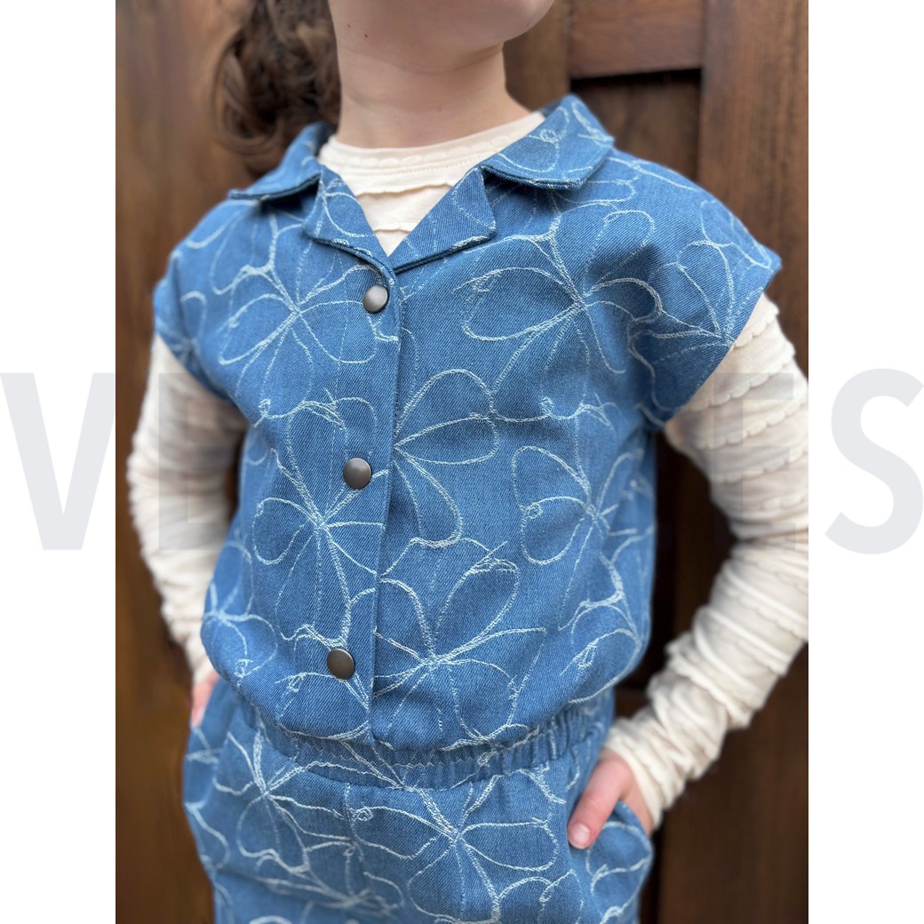 DENIM JACQUARD FLOWERS INDIGO #7