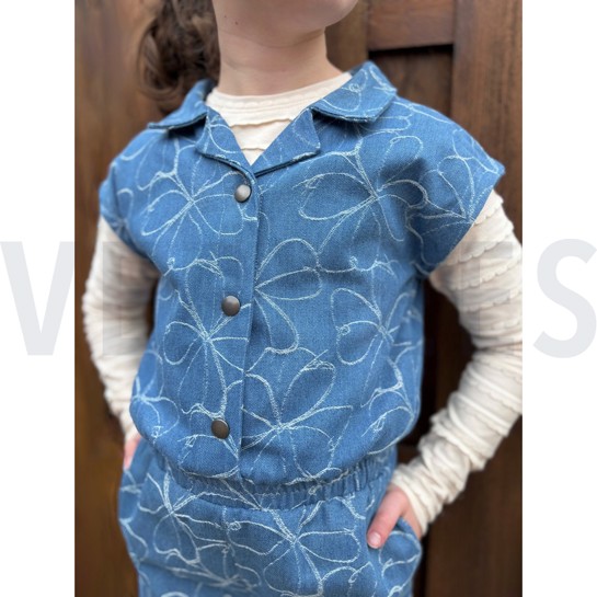 DENIM JACQUARD FLOWERS INDIGO #7