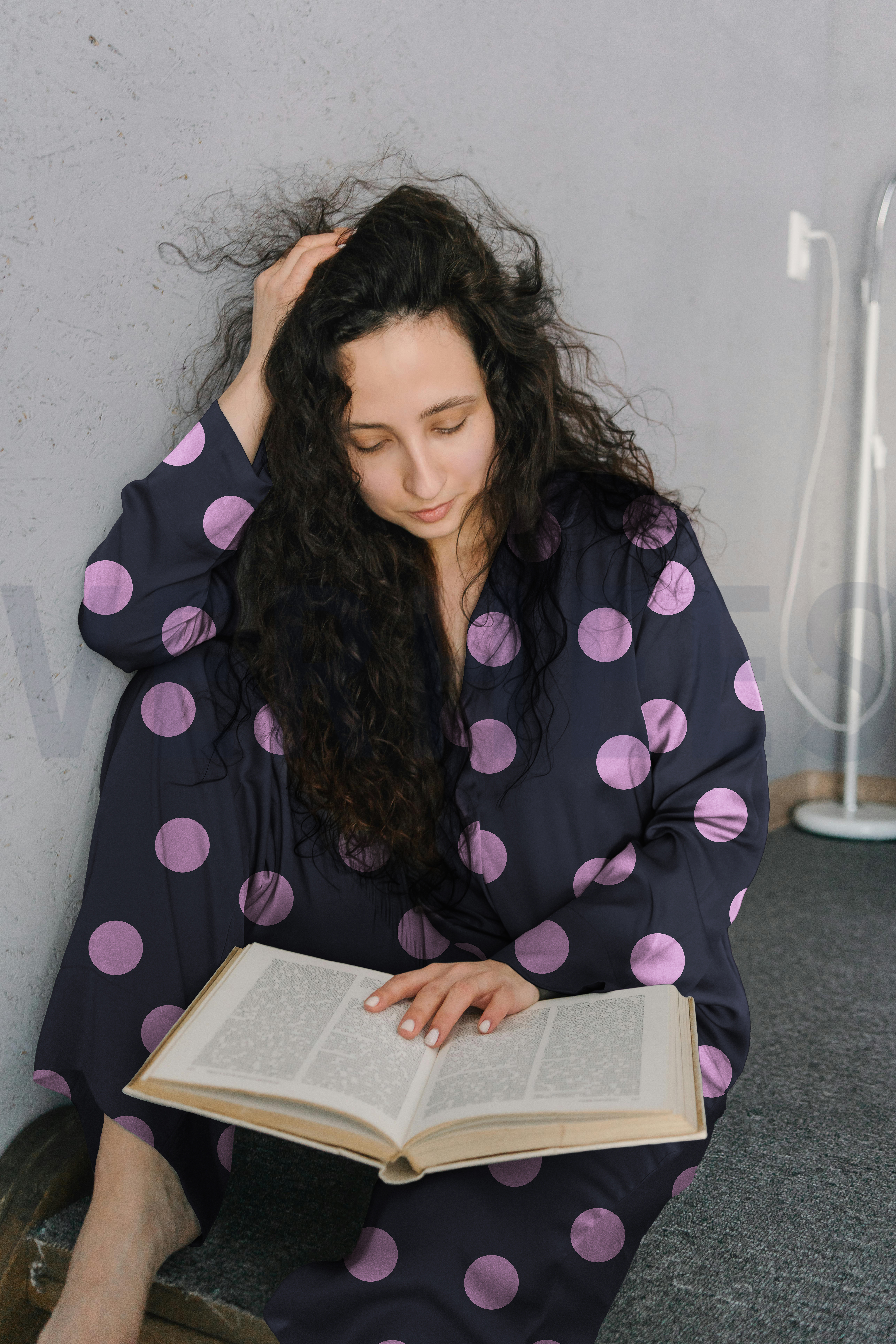 FLANEL STIPPEN KOBALTBLAUW #7