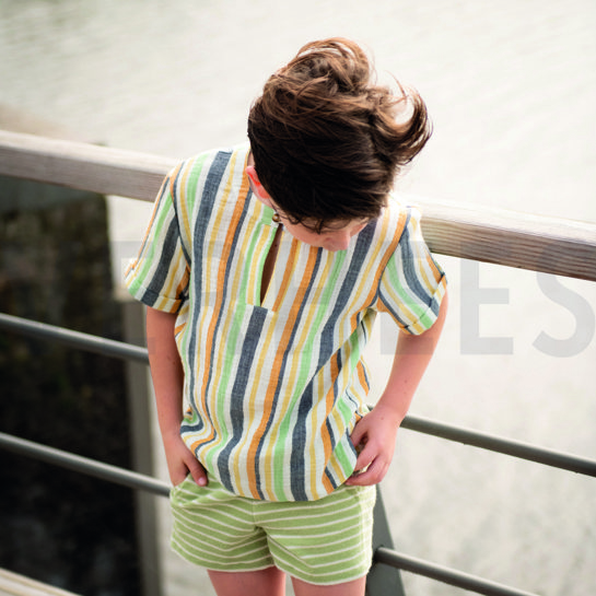 FROTTEE GARNGEFÄRBT STREIFEN ALTROSA/OFFWHITE #7