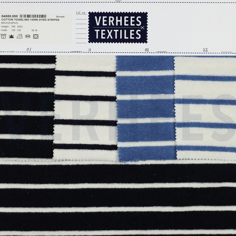 COTTON TOWELLING YARN DYED STRIPES DARK BLUE #7