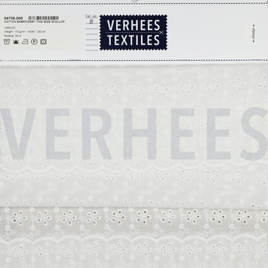 KATOEN EMBROIDERY TWEE-ZIJDIGE GOLFRAND WIT #7