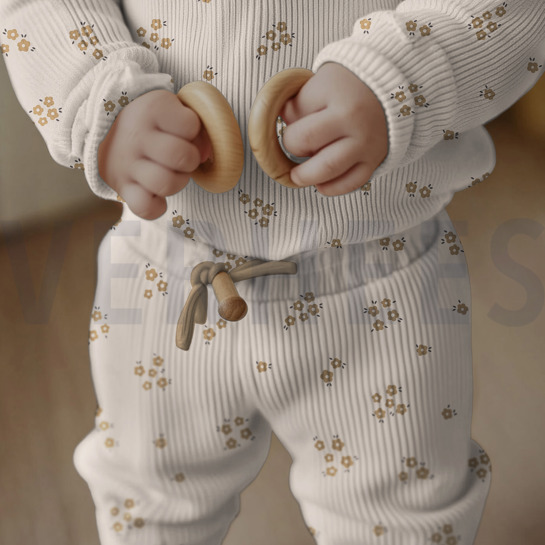 RIB JERSEY GOTS NATURAL FLOWERS NATURAL #7