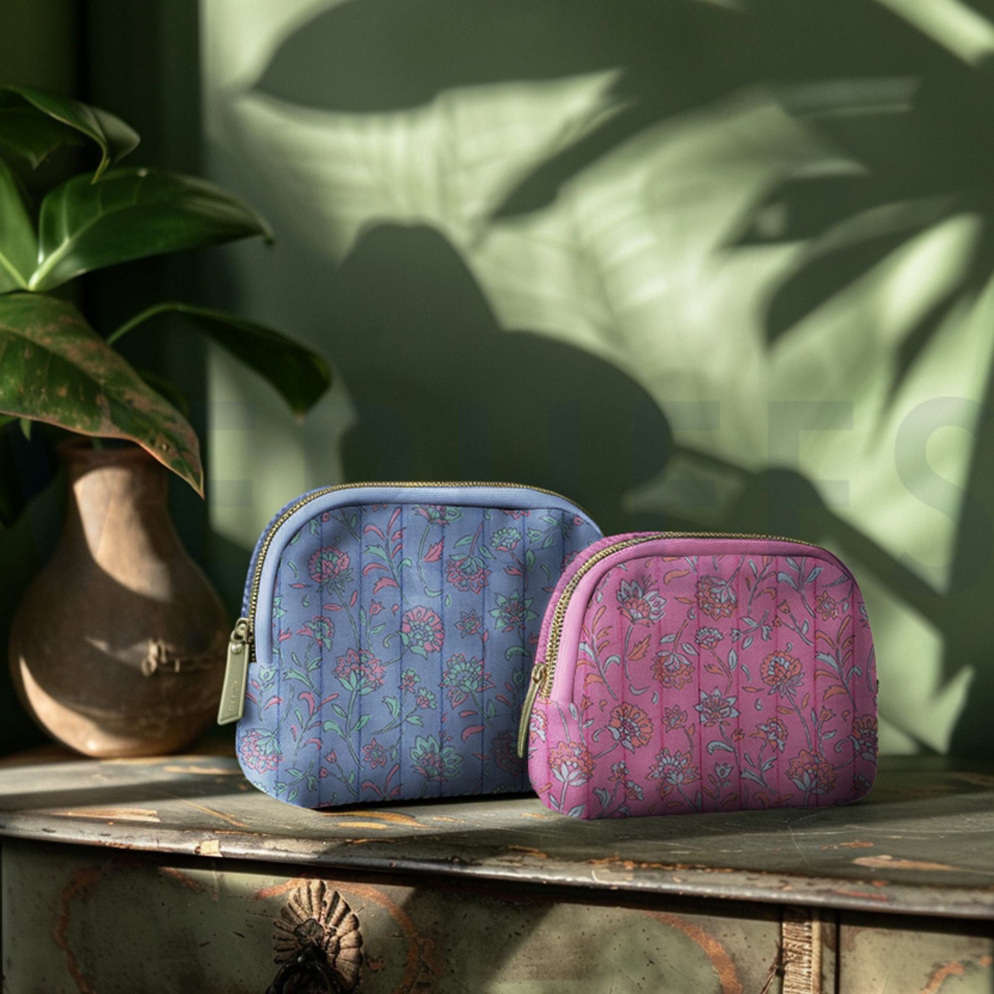 STEPPSTOFF MUSSELIN BLUMEN ZWEISEITIG HELLBLAU/MINT (high resolution) #5