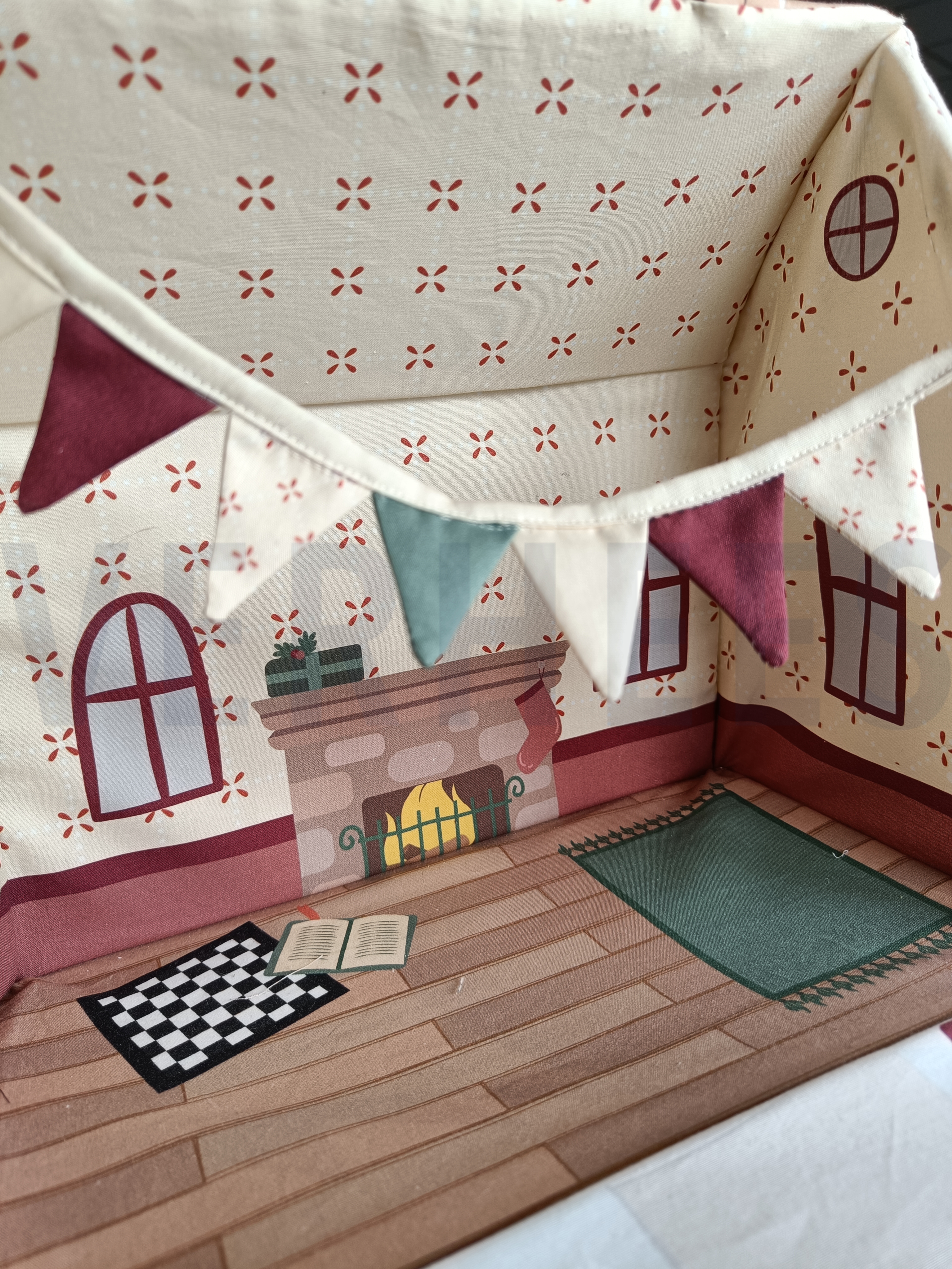 FINE POPLIN GINGERBREAD DOLLHOUSE PANEL MULTICOLOUR #7