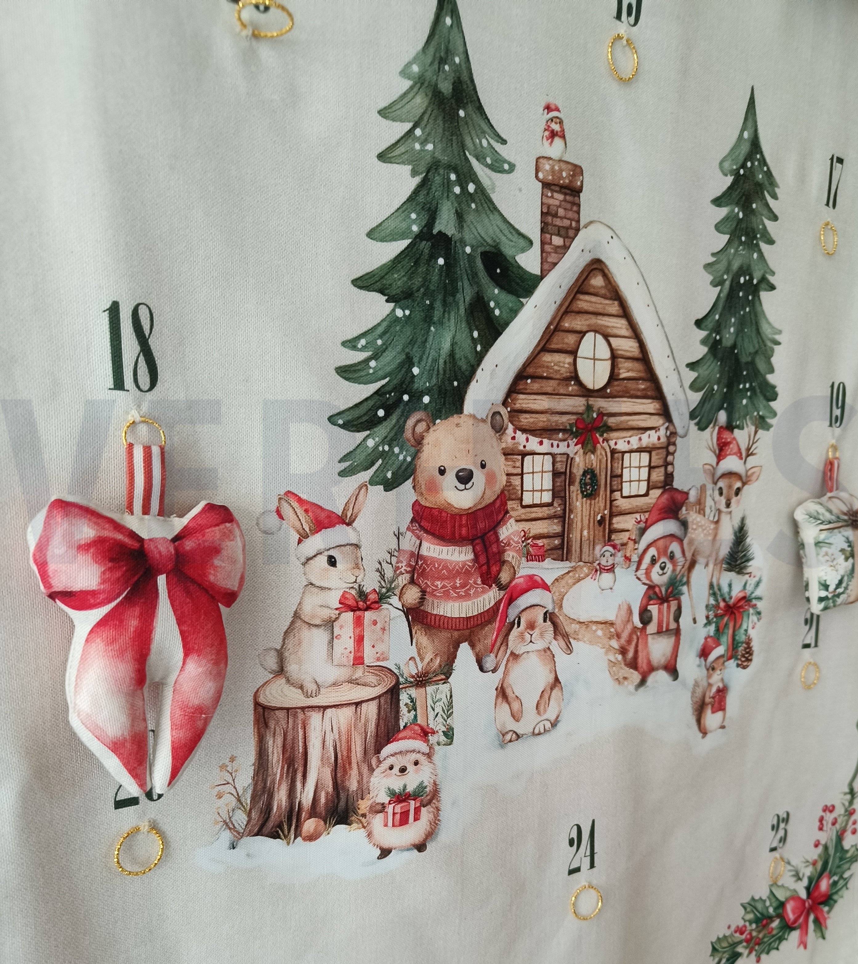 CANVAS ADVENT CALENDAR PANEL LINEN LOOK #7