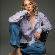 VISCOSE RADIANCE DIGITAL CARREAUX VIOLET (thumbnail) #5