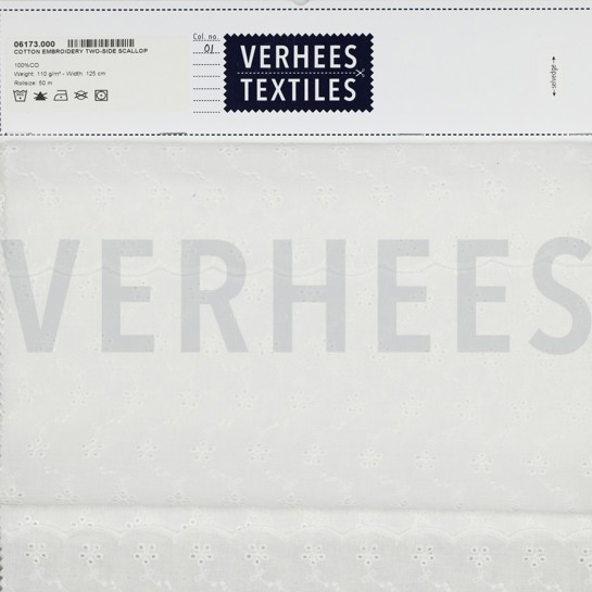 KATOEN EMBROIDERY TWEE-ZIJDIGE GOLFRAND WIT #7