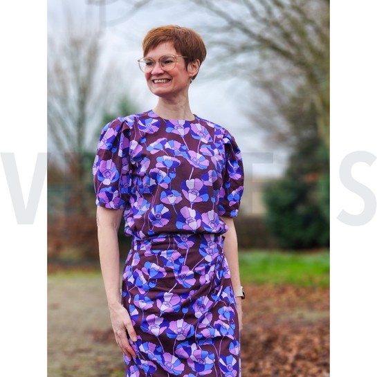 COTTON VISCOSE FLOWERS BURGUNDY #7