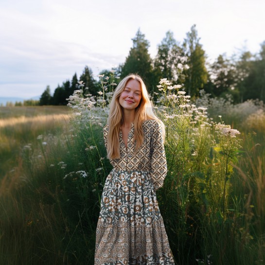 HANDGEMAAKTE BLOKPRINT KATOEN PAISLEY COGNAC #7