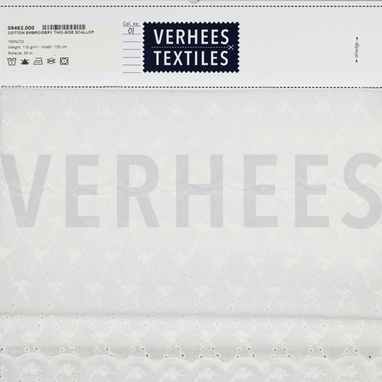 KATOEN EMBROIDERY TWEE-ZIJDIGE GOLFRAND WIT #7