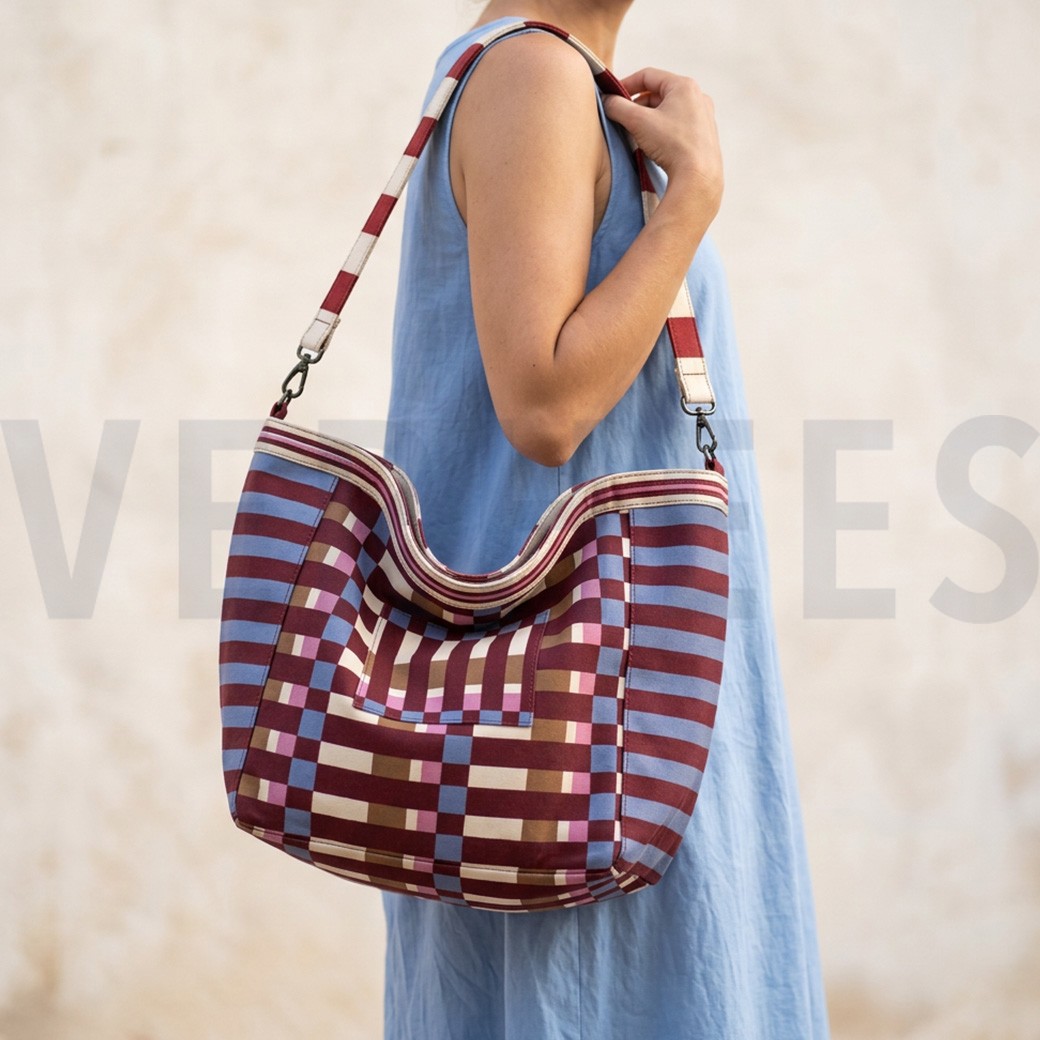 CANVAS DIGITAAL SHOPPER PANEEL STREPEN AUBERGINE #7