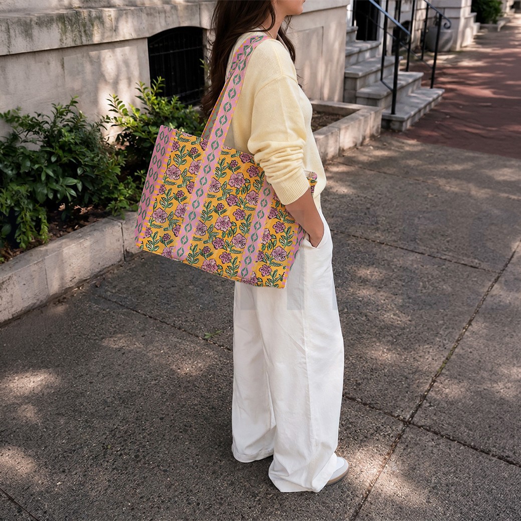 CANVAS DIGITAAL SHOPPER PANEEL BLOEMEN ROZE #7