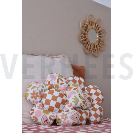 BAUMWOLLE POPELINE OBST GEBROCHEN WEISS #7