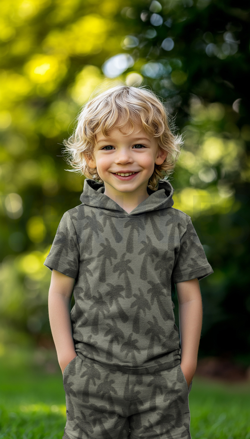 COTTON TOWELLING KNIT PALMTREES SAND #7