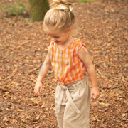 KATOEN GARENGEVERFD RUITEN ORANJE/ZALM (thumbnail) #6