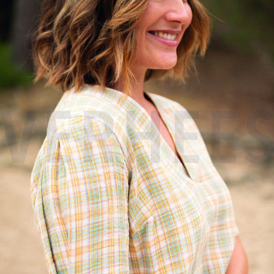 DOUBLE GAUZE GARENGEVERFD RUITEN MULTI #7