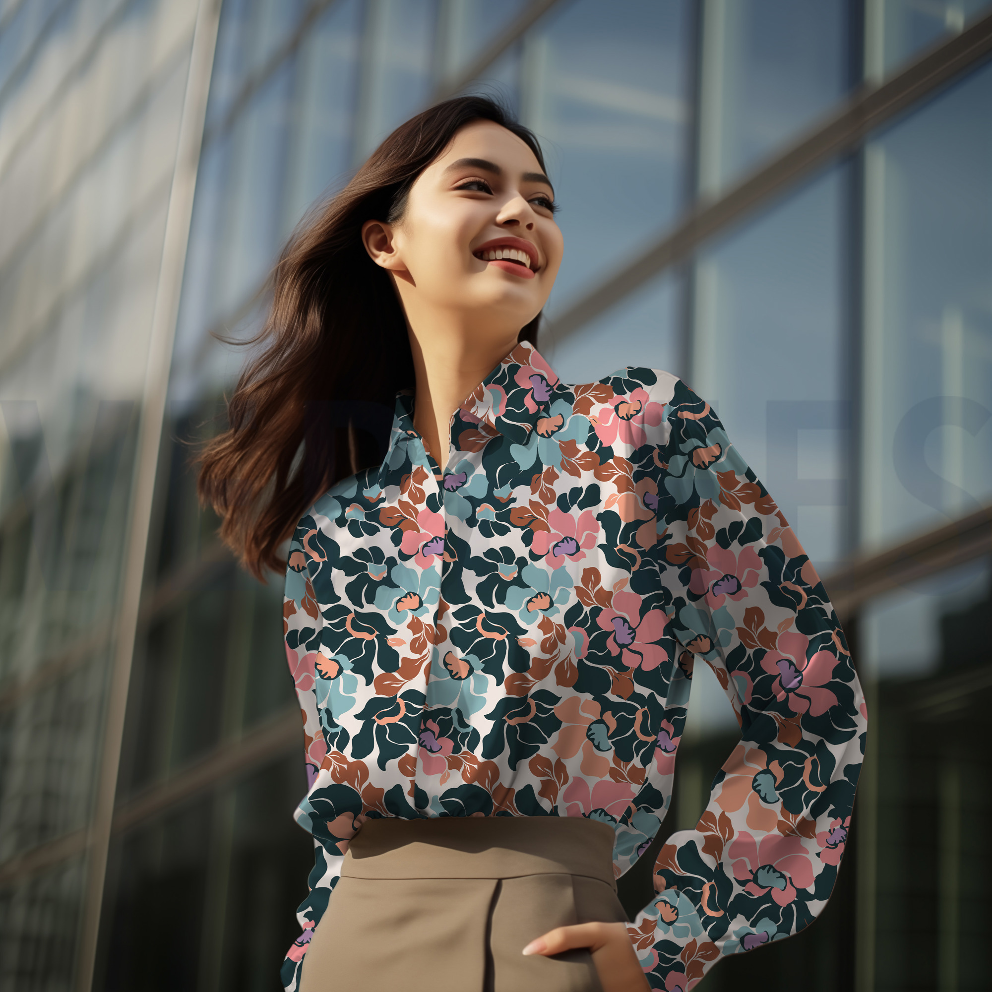 COTTON SATIN ABSTRACT FLOWERS NAVY/PINK (high resolution) #6