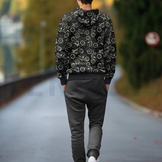 SWEAT DIGITAAL CROSSFIETSEN ZWART/GROEN #7