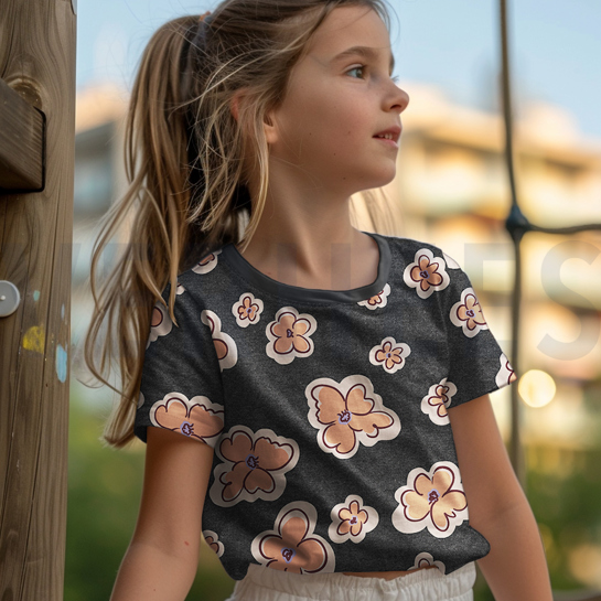 JERSEY MELANGE BLOEMEN ANTHRACIET GEMÊLEERD #7