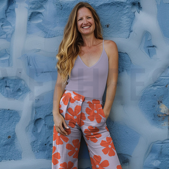 LEINEN VISKOSE BLUMEN HELLROSA #7