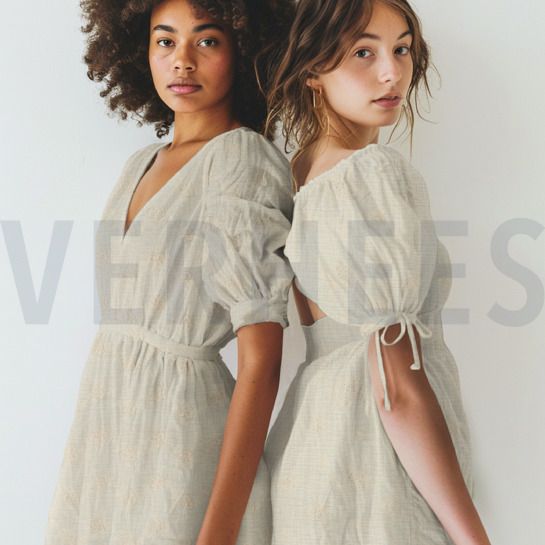 DOUBLE GAUZE EMBROIDERY FLOWERS WHITE #7