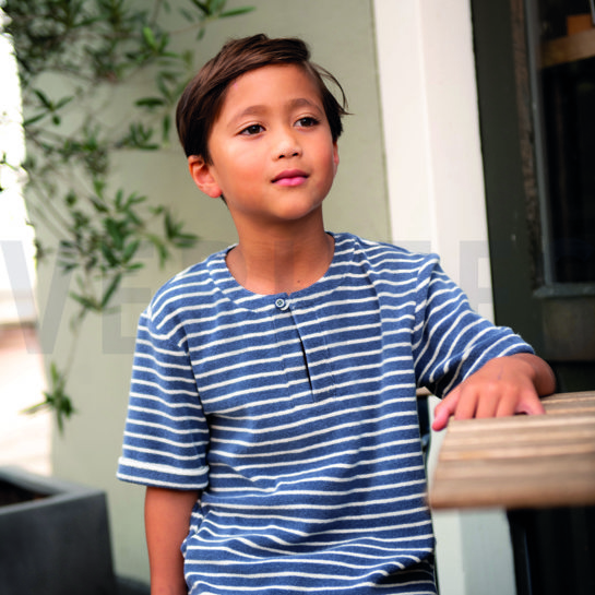 FROTTEE GARNGEFÄRBT STREIFEN ALTROSA/OFFWHITE #7