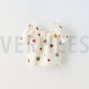 KATOEN VOILE EMBROIDERY BLOEMEN ZAND (thumbnail) #6