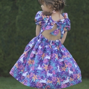 BAUMWOLLE POPELINE BLUMEN UND EINHÖRNER LAVENDEL (thumbnail) #6