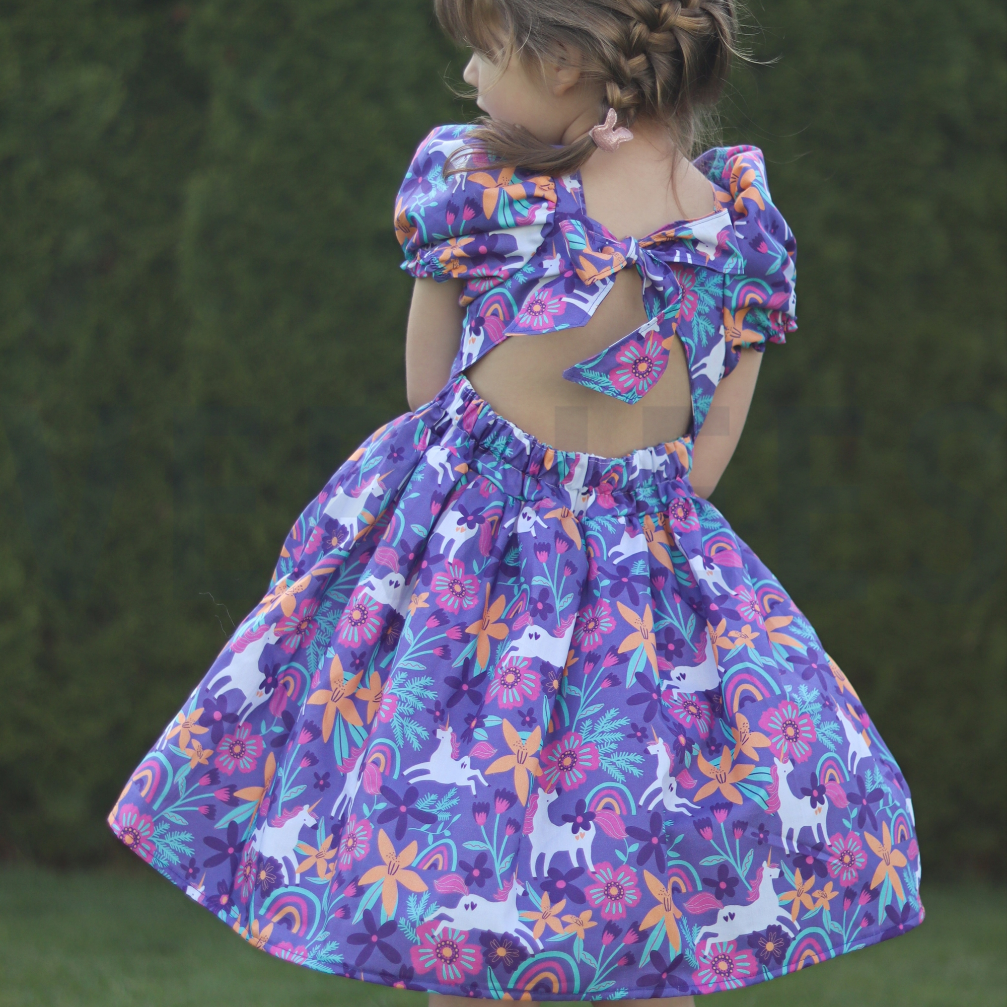 BAUMWOLLE POPELINE BLUMEN UND EINHÖRNER LAVENDEL (high resolution) #6