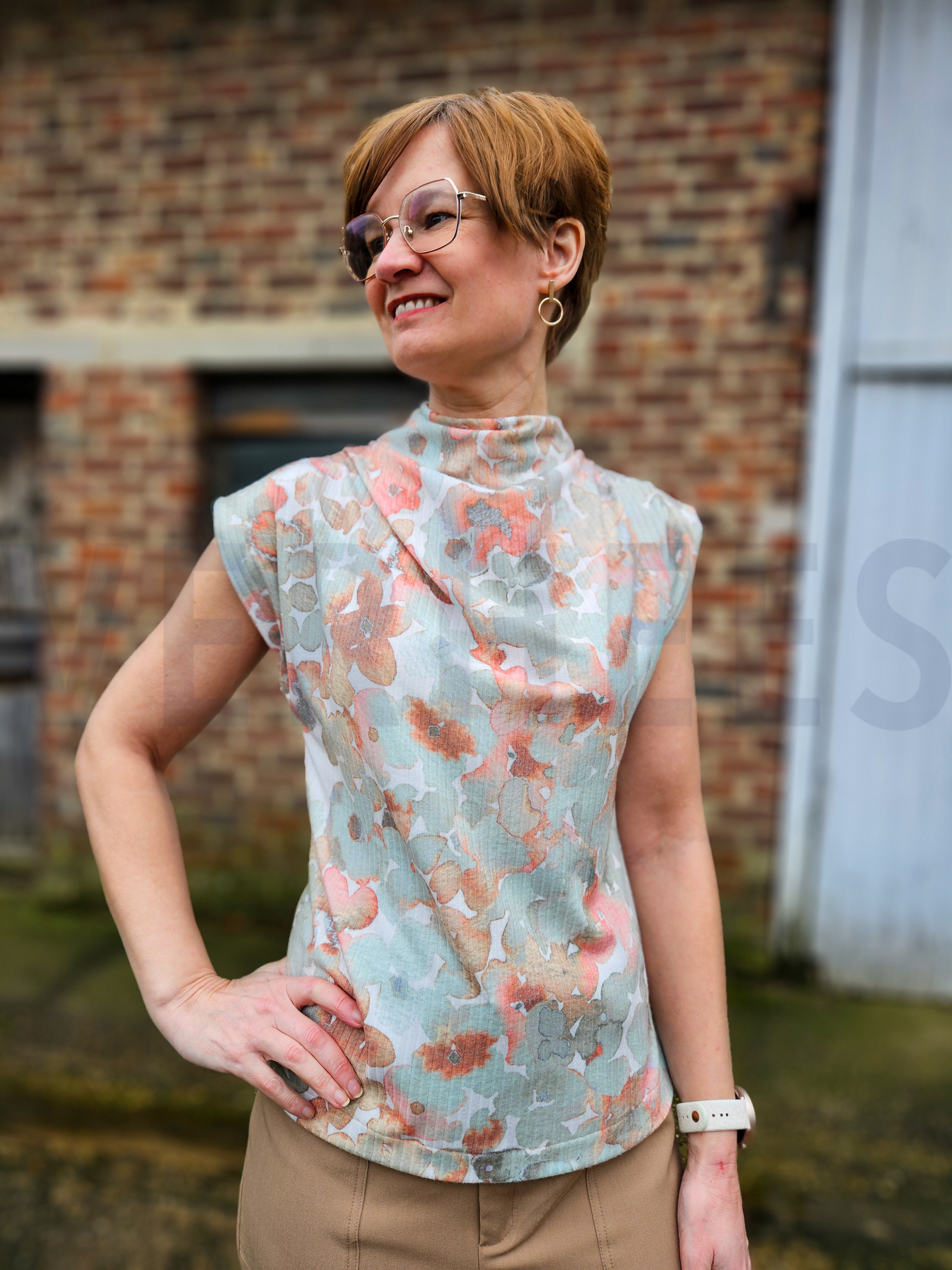 RIB JERSEY DIGITAAL BLOEMEN PERZIK #7