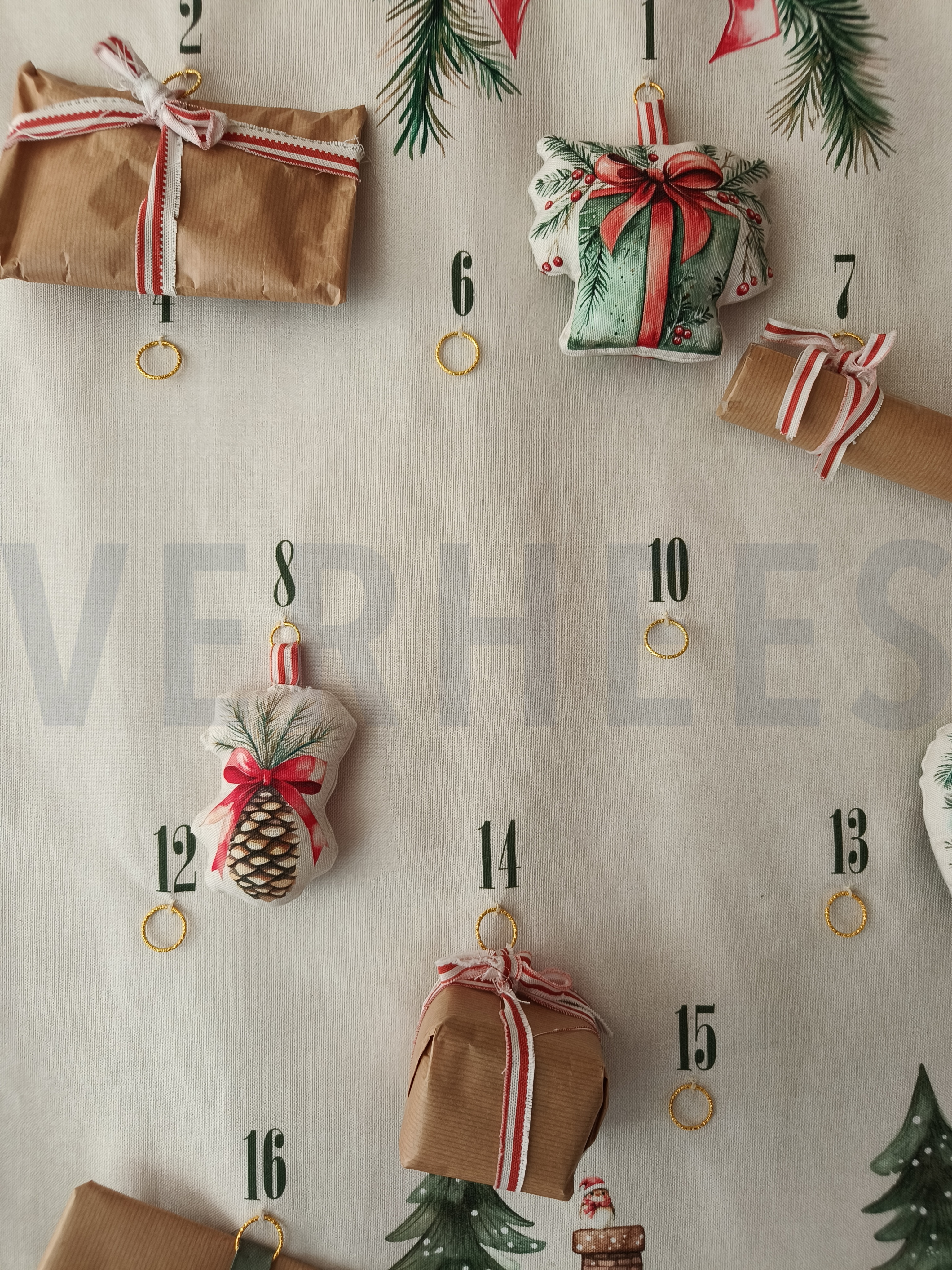 CANVAS ADVENT CALENDAR PANEL LINEN LOOK #7