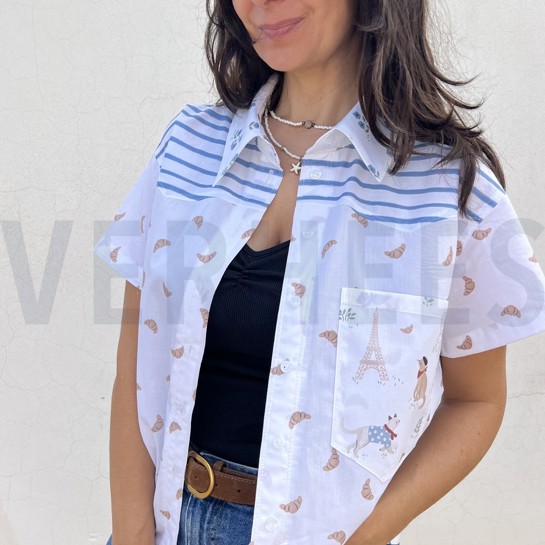 BAUMWOLLE POPELINE DIGITAL VIVE LA FRANCE WEISS #7