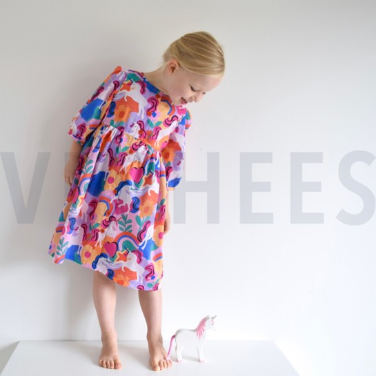 BAUMWOLLE POPELINE DIGITAL EINHÖRNER MAUVE #7