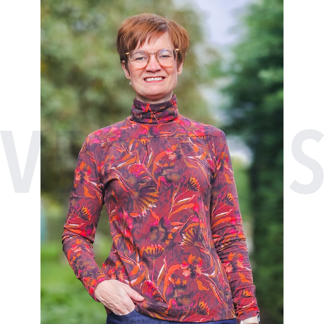 JERSEY DIGITAL FLOWERS NAVY #7
