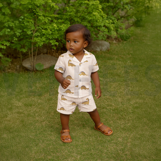 DOUBLE GAUZE GOTS NATURAL DINOSAURUSSEN NATUREL #7