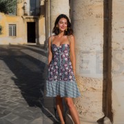 HANDCRAFTED BLOCK-PRINTED COTTON FLOWERS PETROL (thumbnail) #6