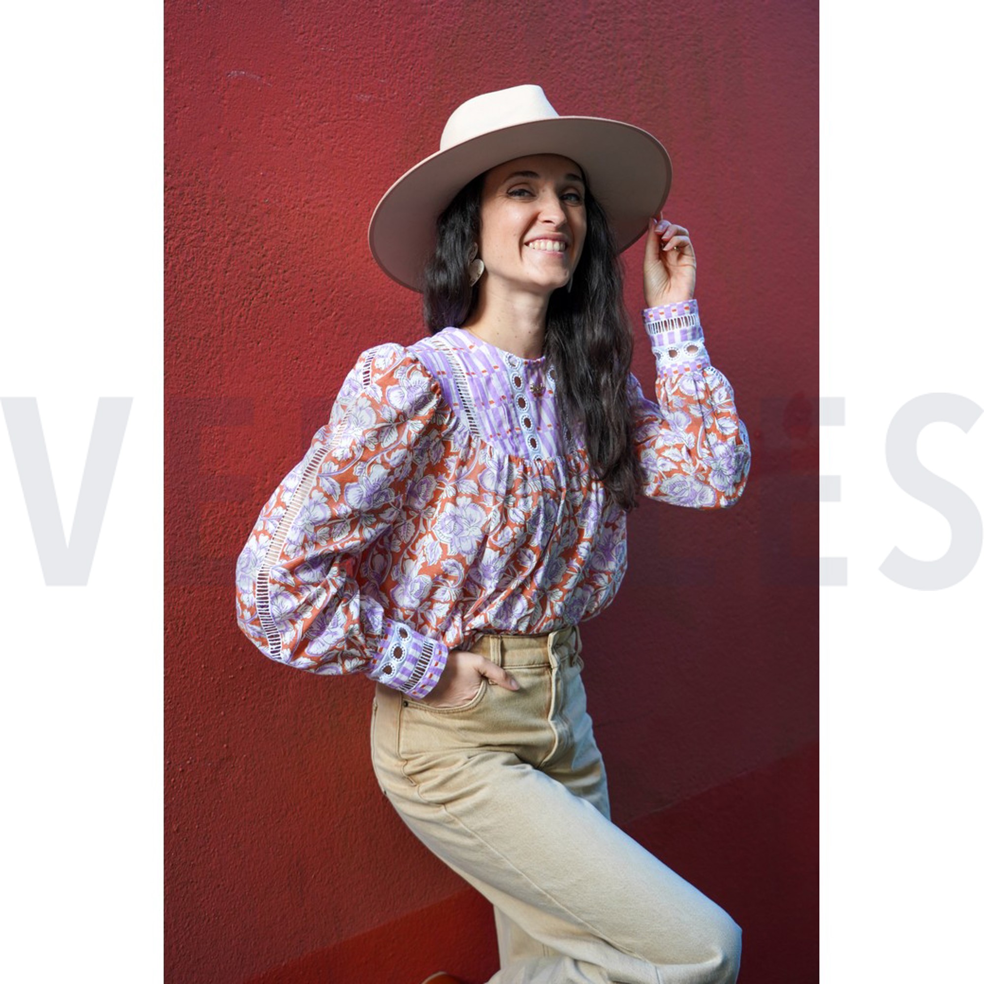 COTON IMPRIMÉ BLOCK FAIT MAIN FLEURS TERRACOTTA (high resolution) #6