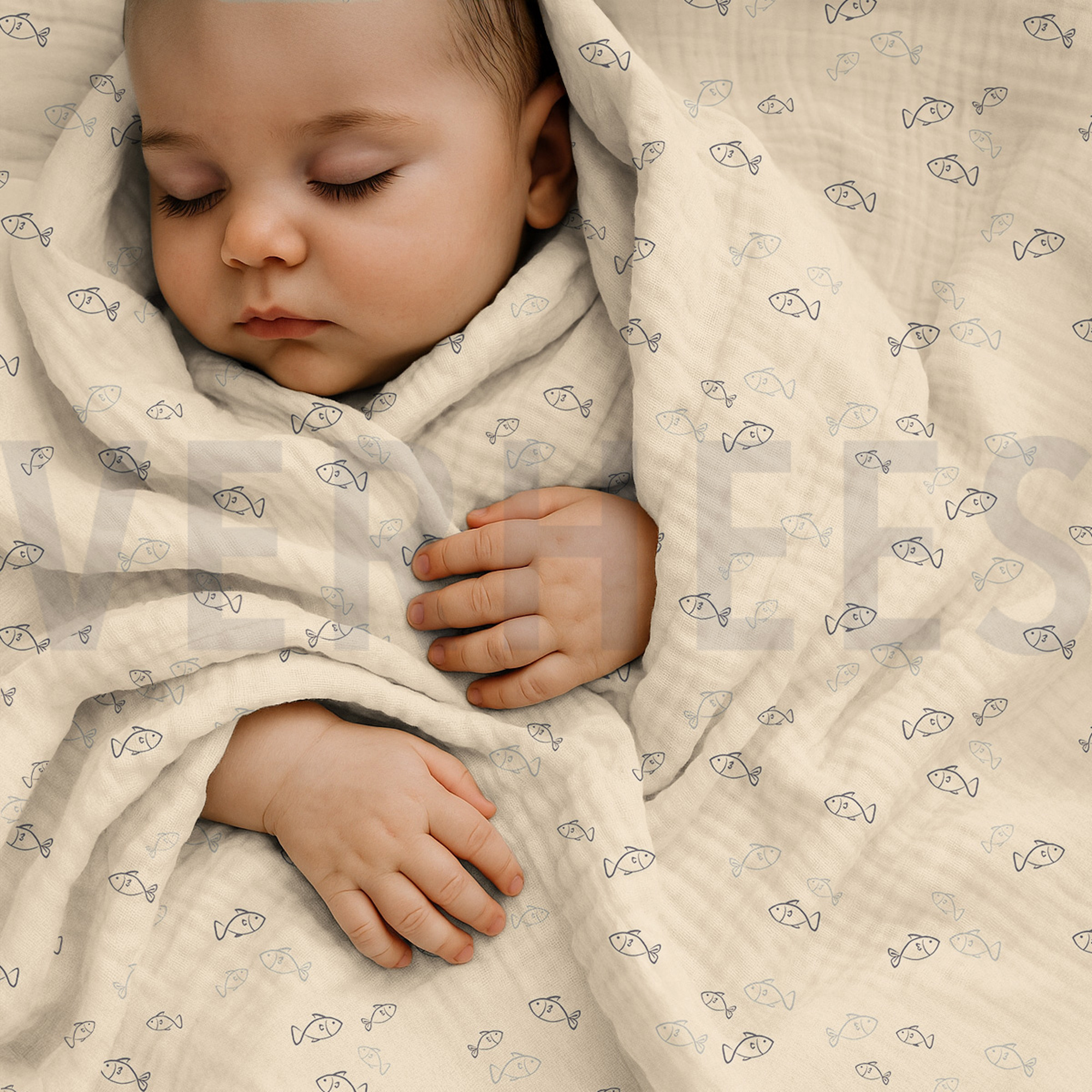 DOUBLE GAUZE GOTS NATURAL FISH NATURAL (high resolution) #6