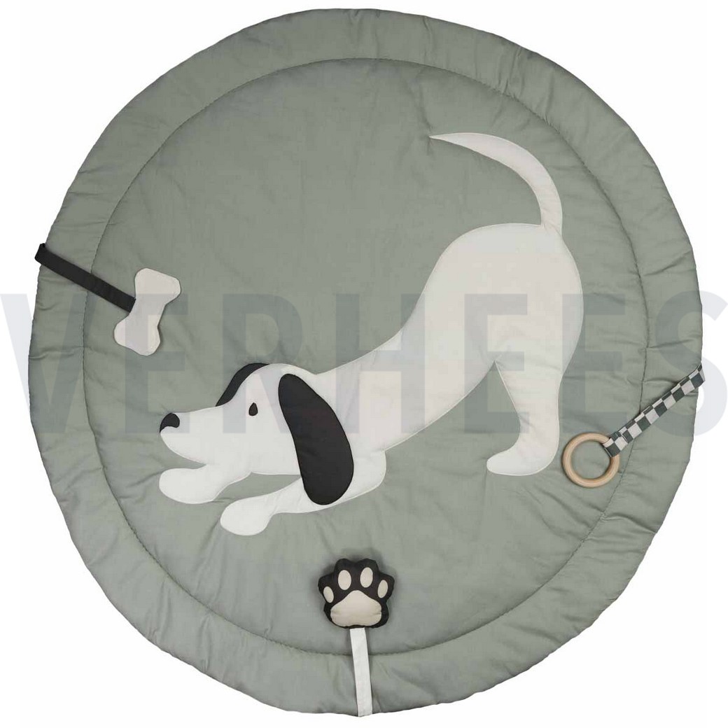 FIJNGEWEVEN KATOENEN POPLIN DIGITAAL HONDEN SPEELKLEED PANEL GROEN #7