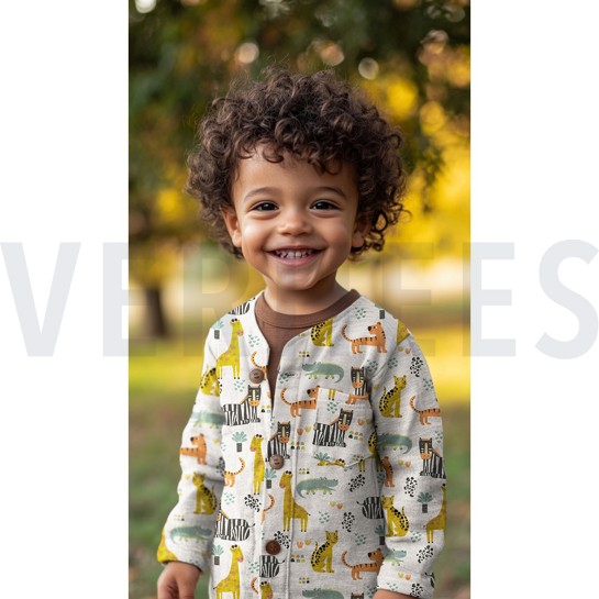 BAUMWOLLE POPELINE DIGITAL SAFARITIEREN GEBROCHEN WEISS #7