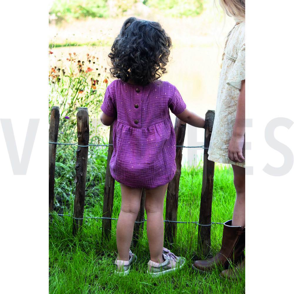 DOUBLE GAZE DE COTON FOIL RAYURES POUDRE #7