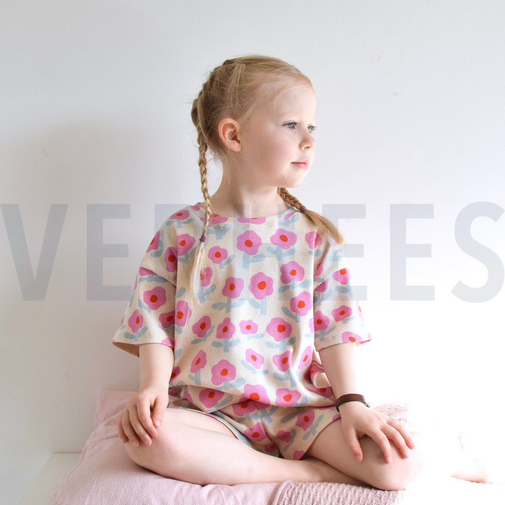 RIPPJERSEY GOTS BLUMEN JENNIFER BOURON NATUR/LAVENDEL #7