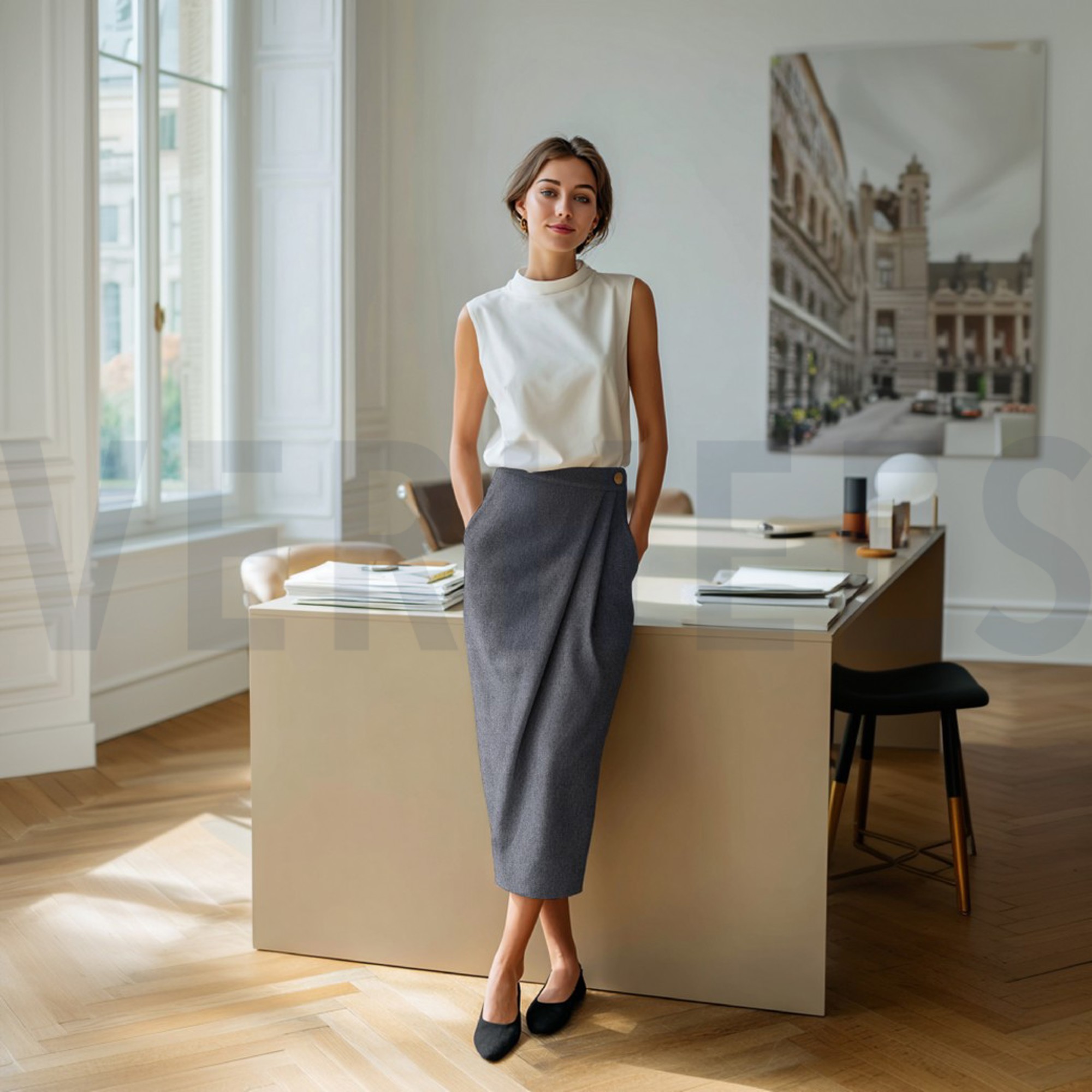 VISKOSE GABARDINE ANGERAUT STRETCH MARINEBLAU MELIERT (high resolution) #7