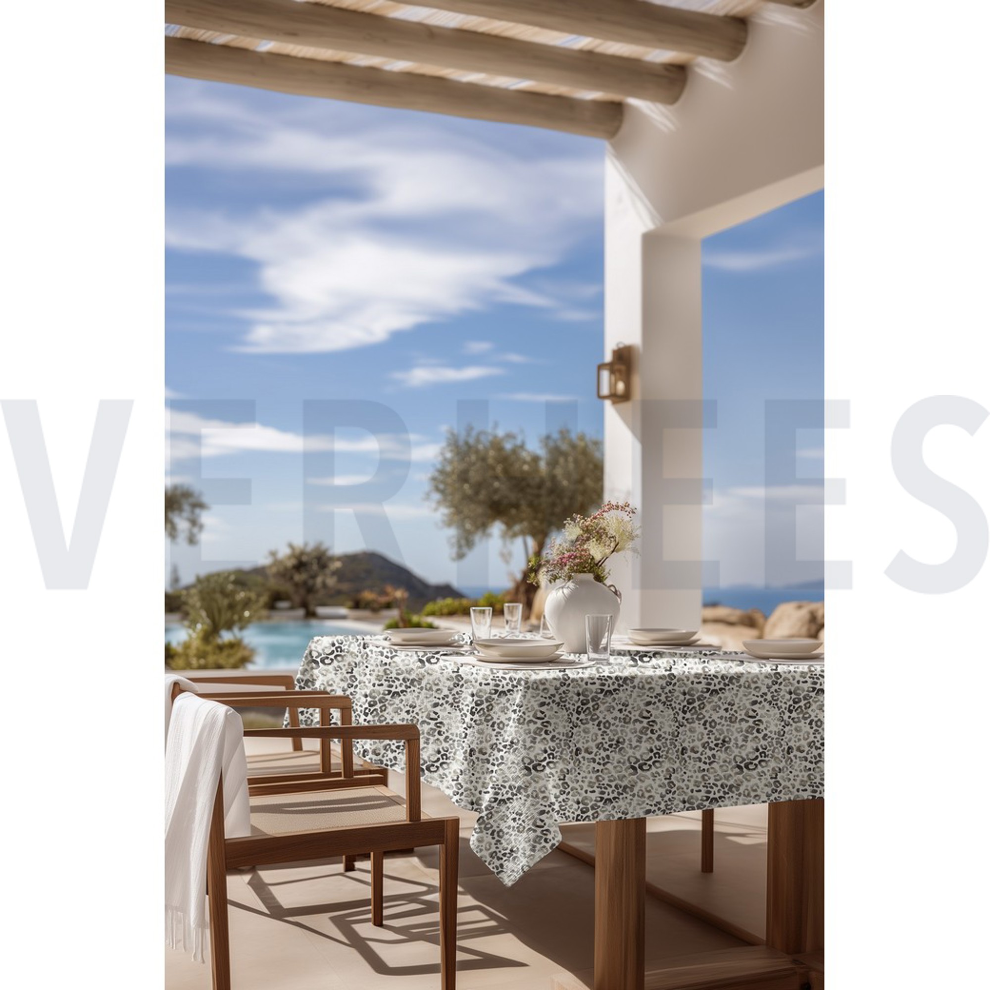 TABLECLOTH DIGITAL WATER REPELLENT ANIMAL SKIN OFF WHITE (high resolution) #7