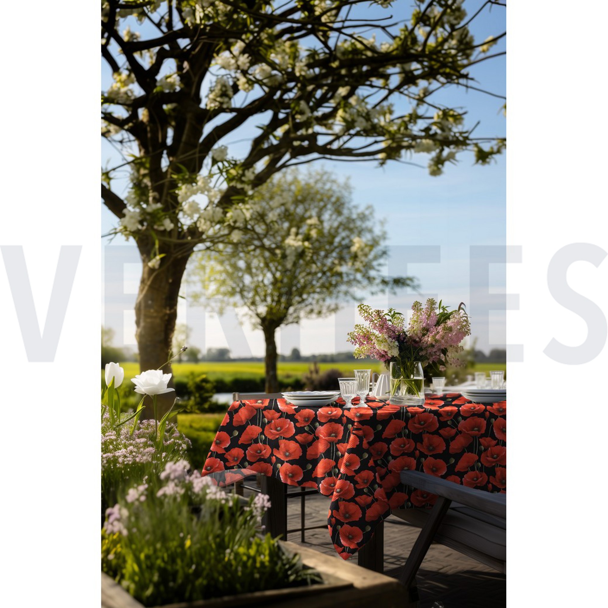 TABLECLOTH DIGITAL WATER REPELLENT POPPIES BLACK (high resolution) #7