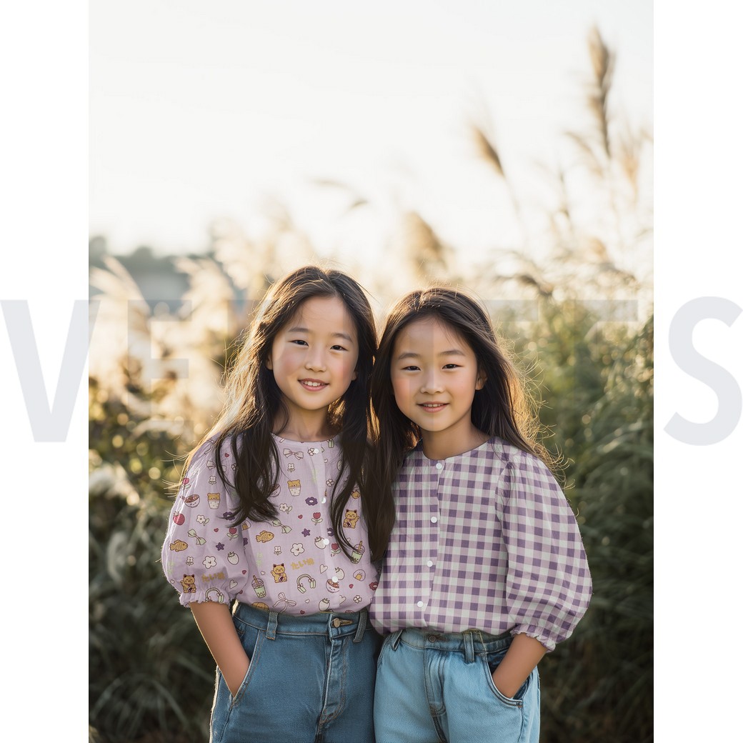 FINE POPLIN MATCHA & CHECKS LILAC #7