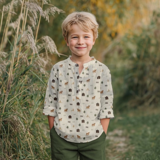 BAUMWOLLE POPELINE GOTS NATUR BAUERNHOFTIERE NATUR #7